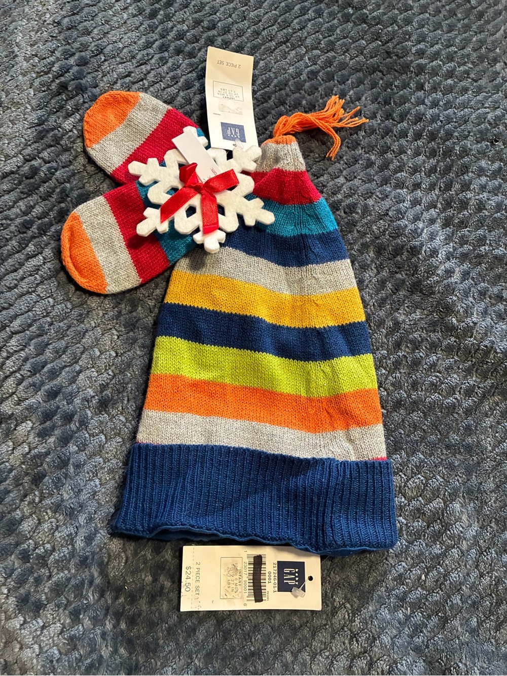 GAP Kids Striped Knit Hat and Mittens Set - Multicolor